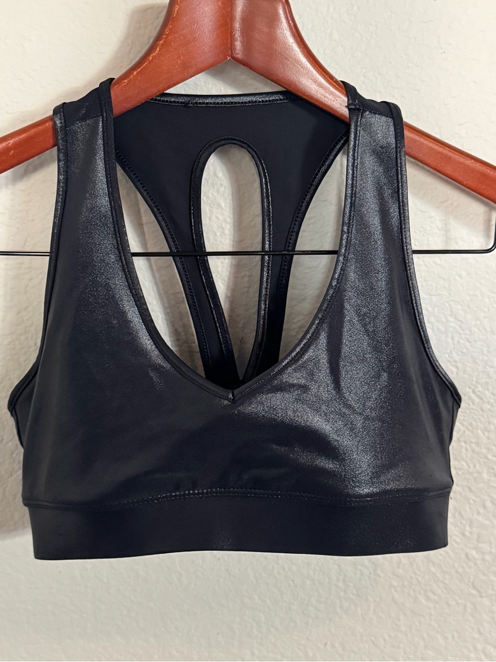 Carbon38 Black Shimmer Racerback Sports Bra Small